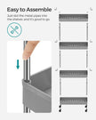 4-Tier Slim Rolling Cart – Plastic – Grey – Space-Saving Design