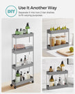4-Tier Slim Rolling Cart – Plastic – Grey – Space-Saving Design