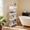 4-Tier Rolling Trolley – Metal – Black – Space-Saving Design with Wheels for Kitchen, Living Room, and Bathroom