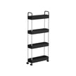 Narrow Storage Cart – Metal – Black – 4-Tier with Handles and Wheels