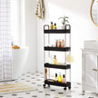 Narrow Storage Cart – Metal – Black – 4-Tier with Handles and Wheels