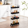 Narrow Storage Cart – Metal – Black – 4-Tier with Handles and Wheels