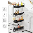 Narrow Storage Cart – Metal – Black – 4-Tier with Handles and Wheels