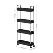 Narrow Storage Cart – Metal – Black – 4-Tier with Handles and Wheels