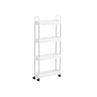 Narrow Storage Cart – Metal – White – 4-Tier with Wheels and Handles