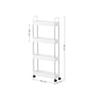 Narrow Storage Cart – Metal – White – 4-Tier with Wheels and Handles