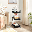 Storage Cart – Plastic – Black – 3-Tier with Wheels and Handles
