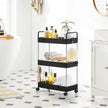 Storage Cart – Plastic – Black – 3-Tier with Wheels and Handles