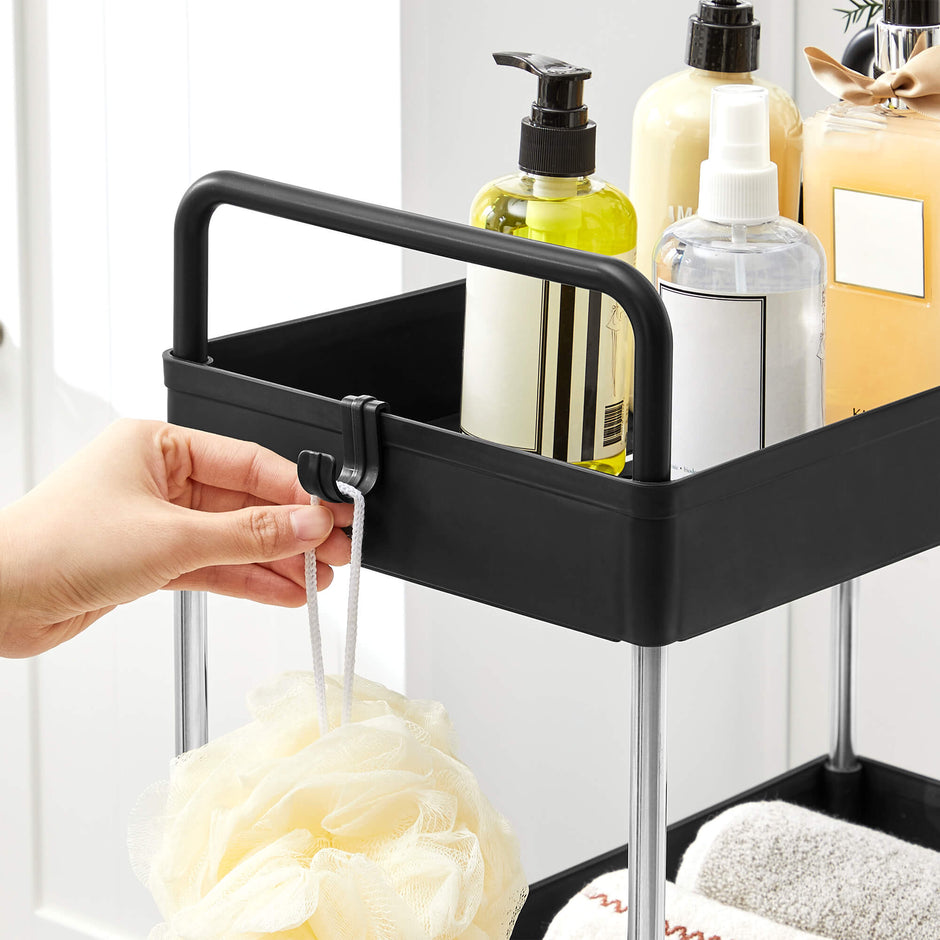 Storage Cart – Plastic – Black – 3-Tier with Wheels and Handles
