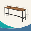 Set of 2 Dining Room Benches – Metal – Rustic Brown and Black – Sturdy Frame for Kitchen and Living Room