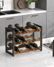 3-Tier Wine Storage Rack – Bamboo – Rustic Brown and Black – Holds 12 Bottles