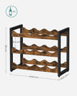 3-Tier Wine Storage Rack – Bamboo – Rustic Brown and Black – Holds 12 Bottles