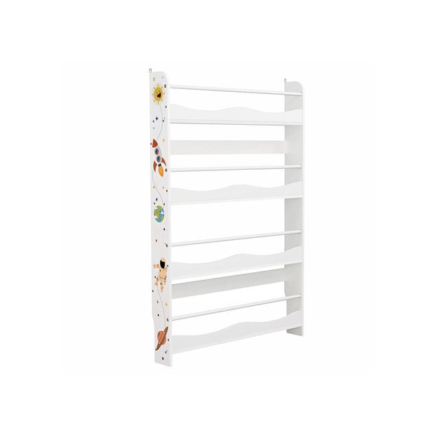 Wall-Mounted Bookshelf – Wood – White – Space-Saving Storage Solution for Kids' Room and Playroom