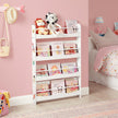 Wall-Mounted Bookshelf – Wood – White – Space-Saving Storage Solution for Kids' Room and Playroom