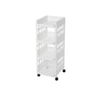 Rolling Kitchen Trolley – Plastic – White – 4 Tier with Casters for Utility and Organization