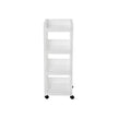 Rolling Kitchen Trolley – Plastic – White – 4 Tier with Casters for Utility and Organization