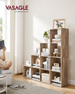 10-Cube Bookcase – Wood – Camel Brown – Open Compartments for Versatile Storage and Display
