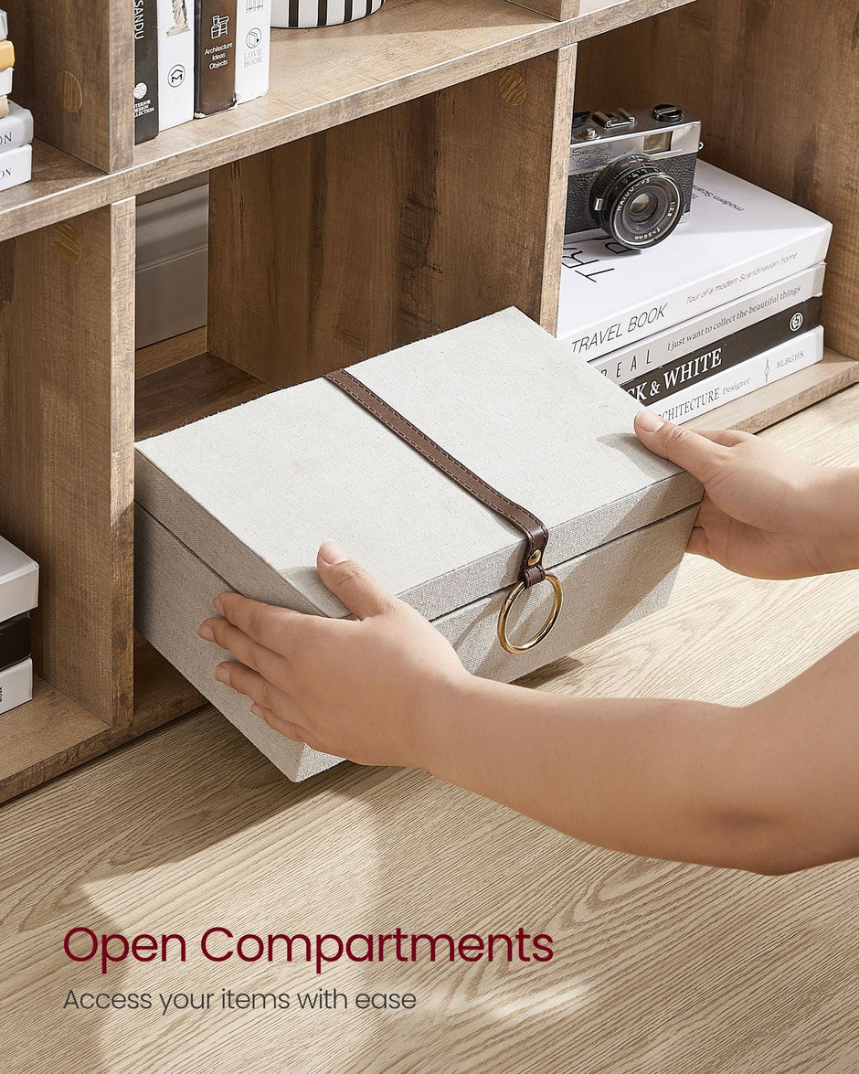 10-Cube Bookcase – Wood – Camel Brown – Open Compartments for Versatile Storage and Display