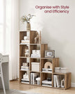 10-Cube Bookcase – Wood – Camel Brown – Open Compartments for Versatile Storage and Display