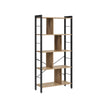 5-Tier Standing Bookshelf – Steel – Camel Brown and Ink Black – Industrial Style, Large Storage Solution