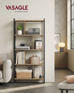 5-Tier Standing Bookshelf – Steel – Camel Brown and Ink Black – Industrial Style, Large Storage Solution