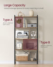 5-Tier Standing Bookshelf – Steel – Camel Brown and Ink Black – Industrial Style, Large Storage Solution