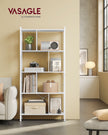 5-Tier Standing Bookshelf – Steel – Maple White and Cloud White – Stable Structure