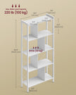 5-Tier Standing Bookshelf – Steel – Maple White and Cloud White – Stable Structure