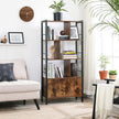 Large Bookcase – Steel – Rustic Brown and Black – Industrial Style with Doors and 4 Shelves