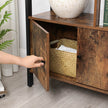 Large Bookcase – Steel – Rustic Brown and Black – Industrial Style with Doors and 4 Shelves