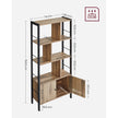Large Bookcase – Steel – Rustic Brown and Black – Industrial Style with Doors and 4 Shelves