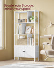 Bookshelf with Doors – Steel and Wood – Maple White and Cloud White – Industrial Style with 4 Shelves