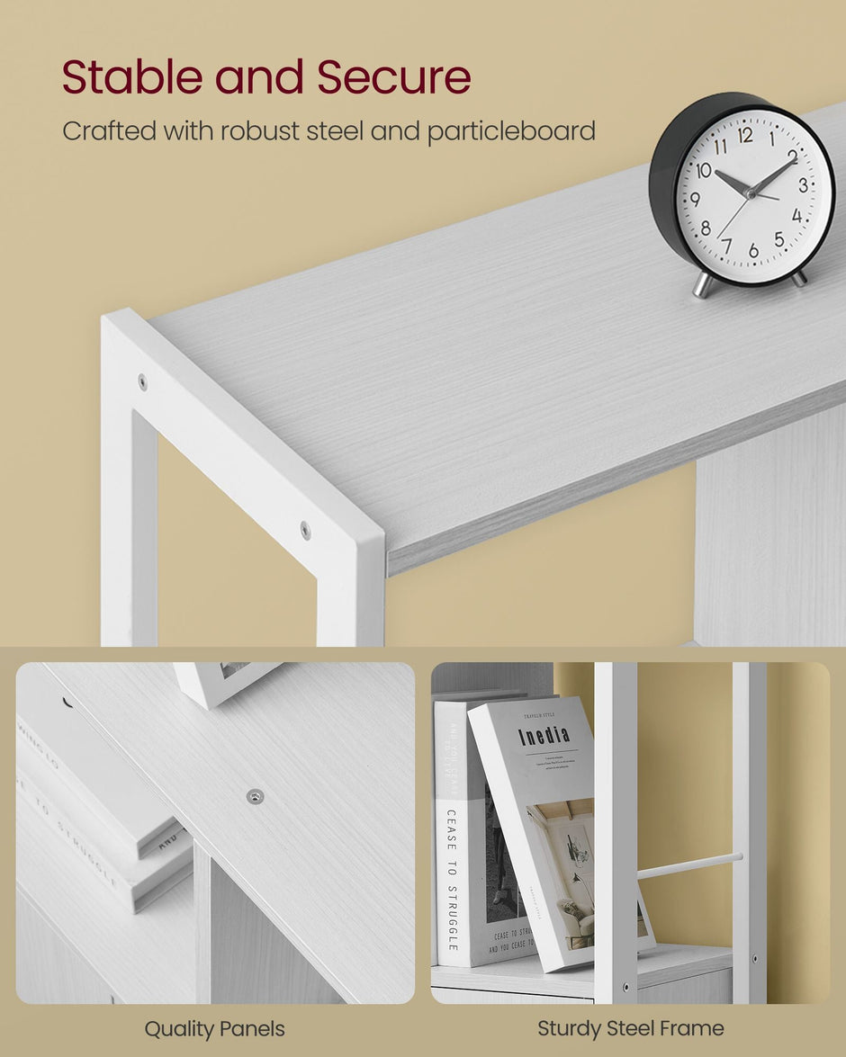 Bookshelf with Doors – Steel and Wood – Maple White and Cloud White – Industrial Style with 4 Shelves