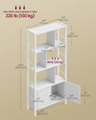 Bookshelf with Doors – Steel and Wood – Maple White and Cloud White – Industrial Style with 4 Shelves