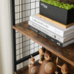 Bookcase – Steel – Rustic Brown and Black – 4 Tiers with S-Shaped Hooks for Storage