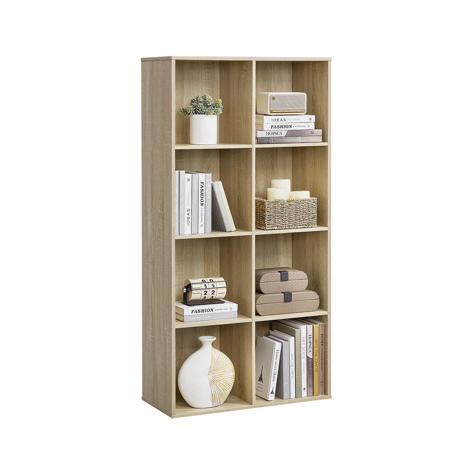 Storage Bookshelf – Wood – Oak – 8 Cube Freestanding Unit for Home or Office