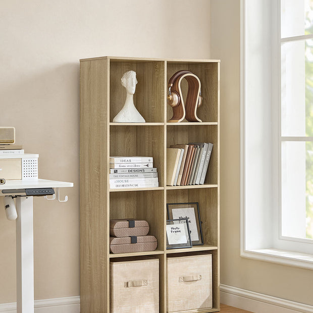 Storage Bookshelf – Wood – Oak – 8 Cube Freestanding Unit for Home or Office