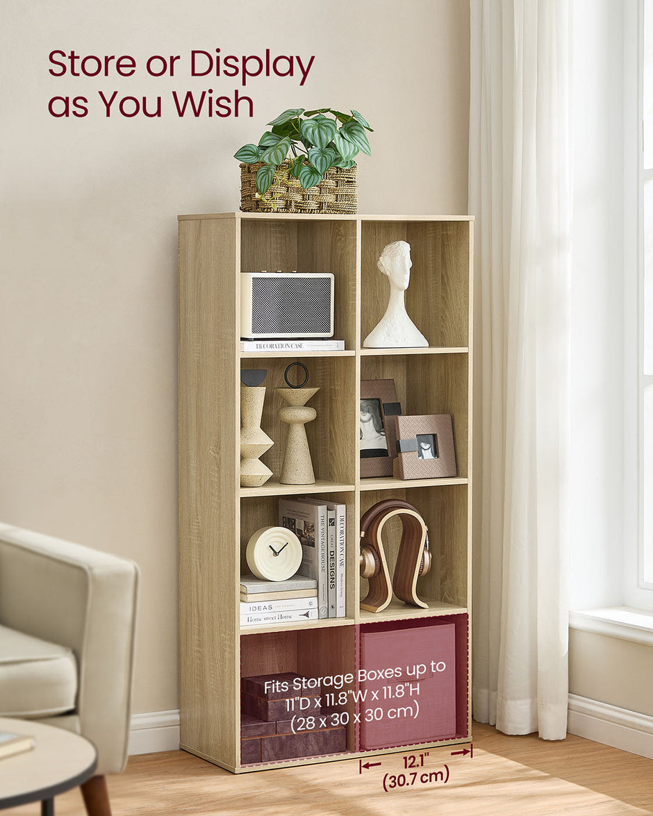 Storage Bookshelf – Wood – Oak – 8 Cube Freestanding Unit for Home or Office