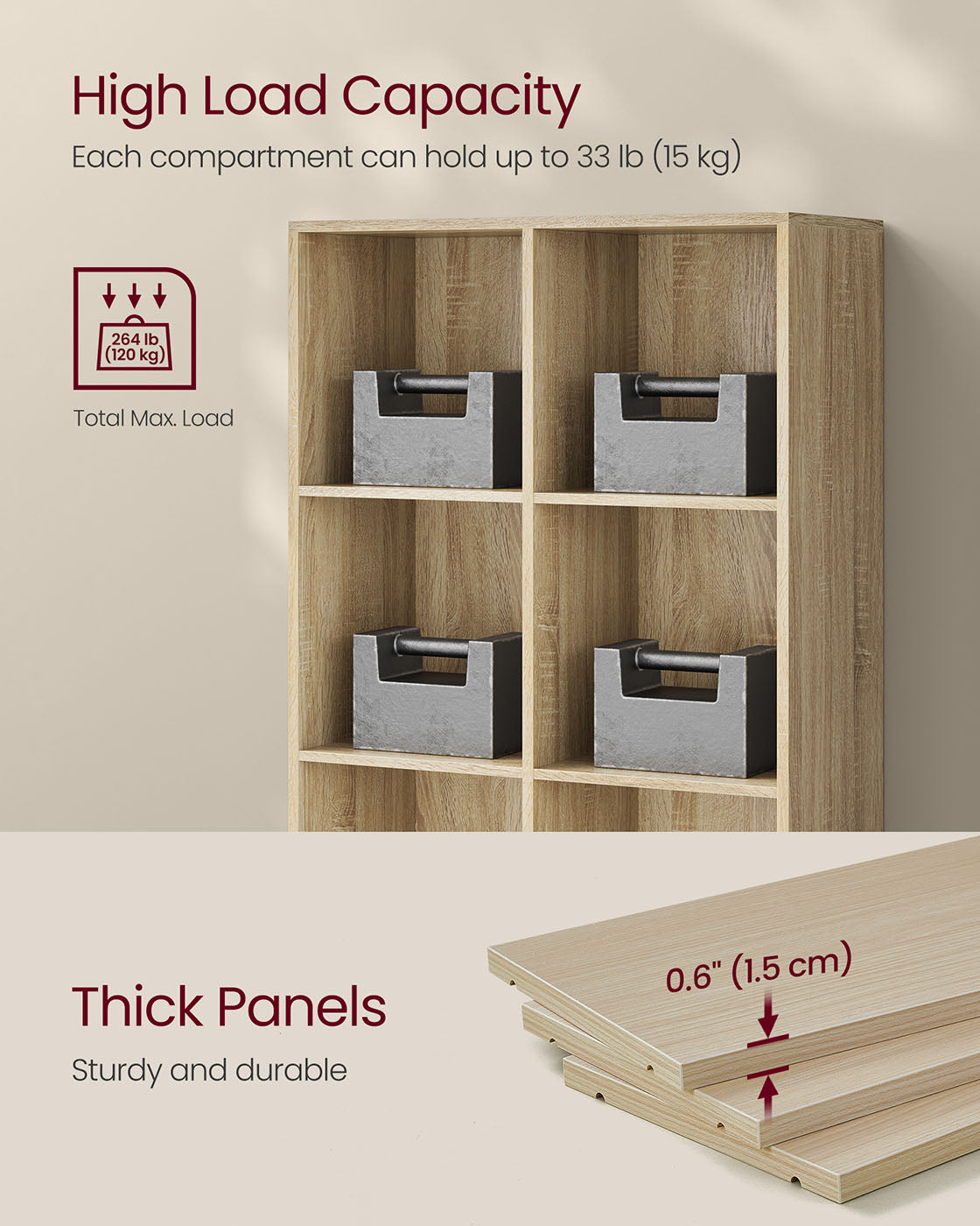 Storage Bookshelf – Wood – Oak – 8 Cube Freestanding Unit for Home or Office