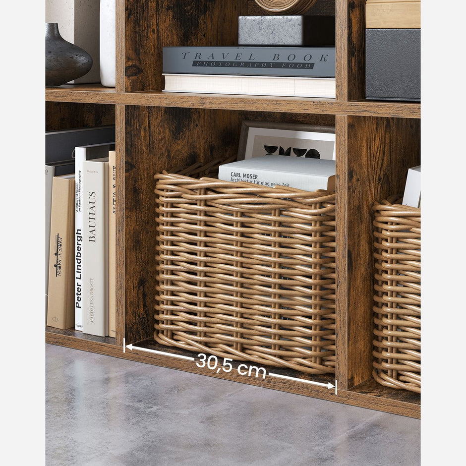 8-Cube Bookcase – Wood – Oak – Freestanding Storage Unit