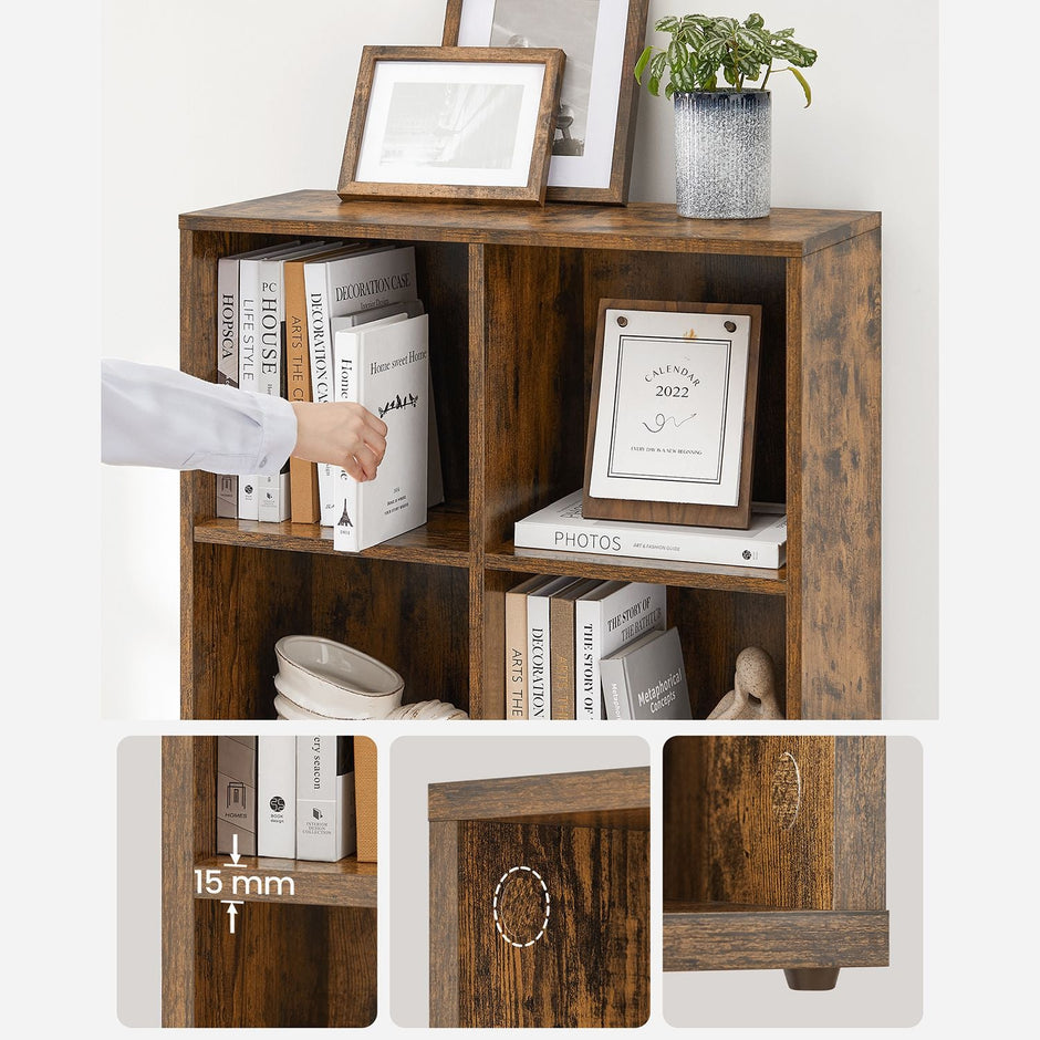 8-Cube Bookcase – Wood – Oak – Freestanding Storage Unit