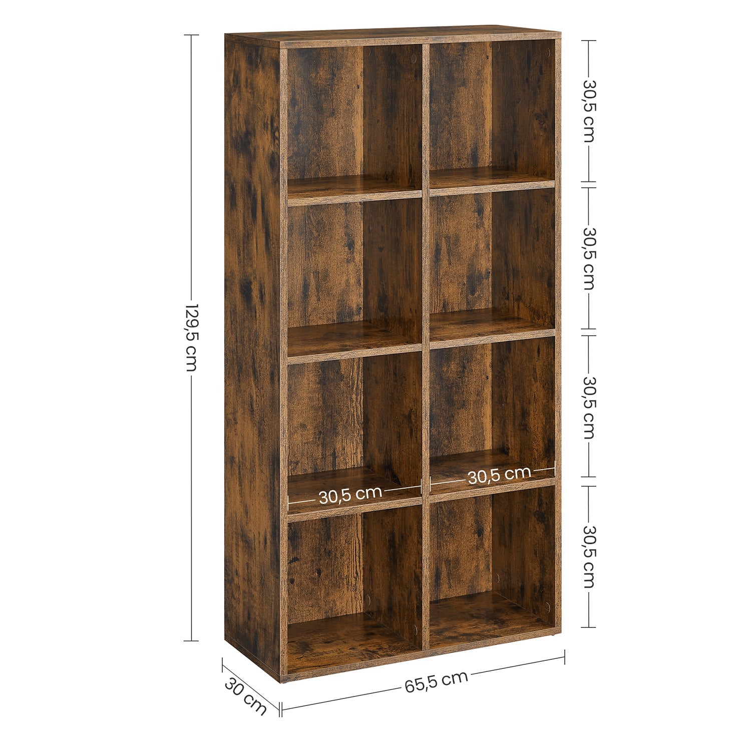 8-Cube Bookcase – Wood – Oak – Freestanding Storage Unit