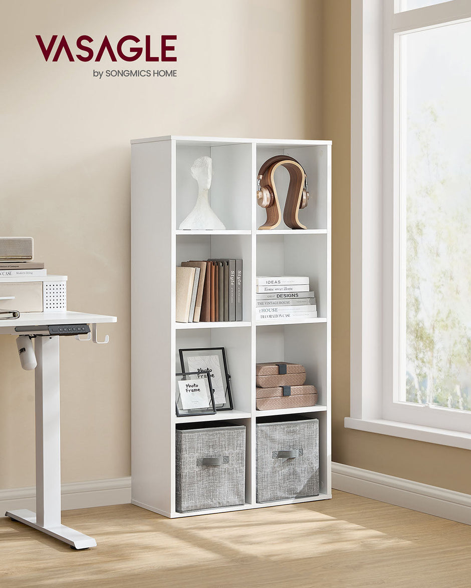 8-Cube Storage Bookshelf – Wood – Oak – Freestanding Display Cabinet for Home and Office