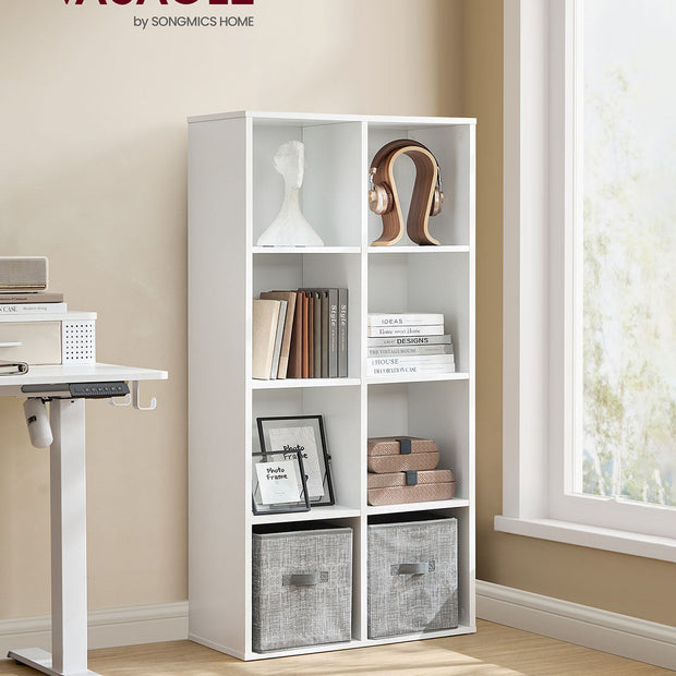 8-Cube Storage Bookshelf – Wood – Oak – Freestanding Display Cabinet for Home and Office