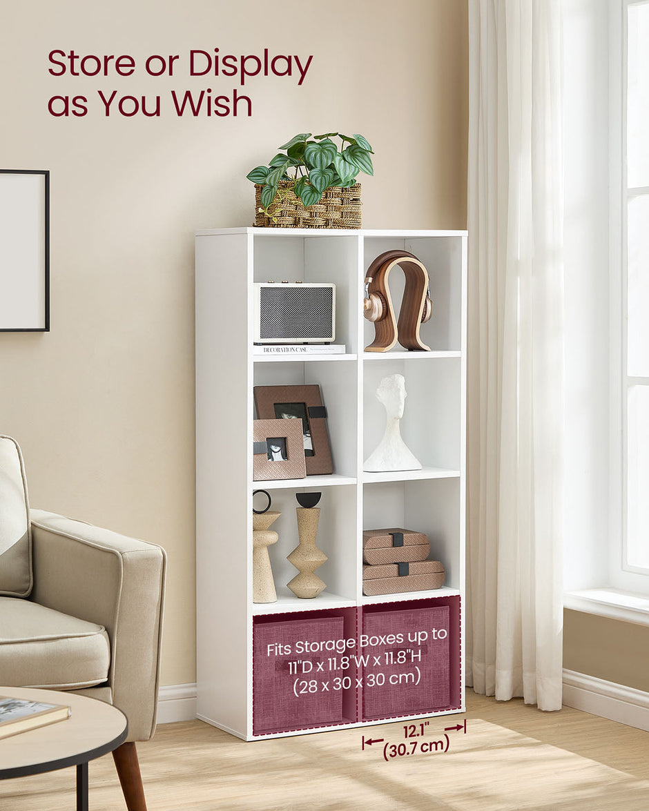 8-Cube Storage Bookshelf – Wood – Oak – Freestanding Display Cabinet for Home and Office