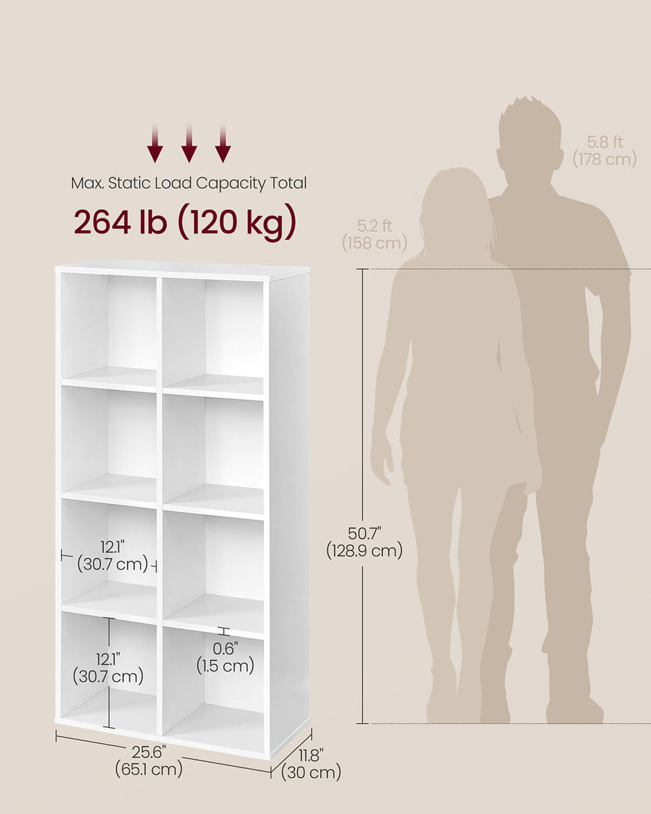 8-Cube Storage Bookshelf – Wood – Oak – Freestanding Display Cabinet for Home and Office