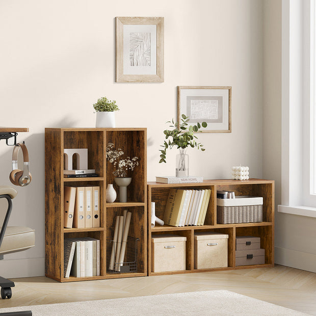 Wooden Bookcase – Oak – 5-Slot Design with Floor Standing Storage