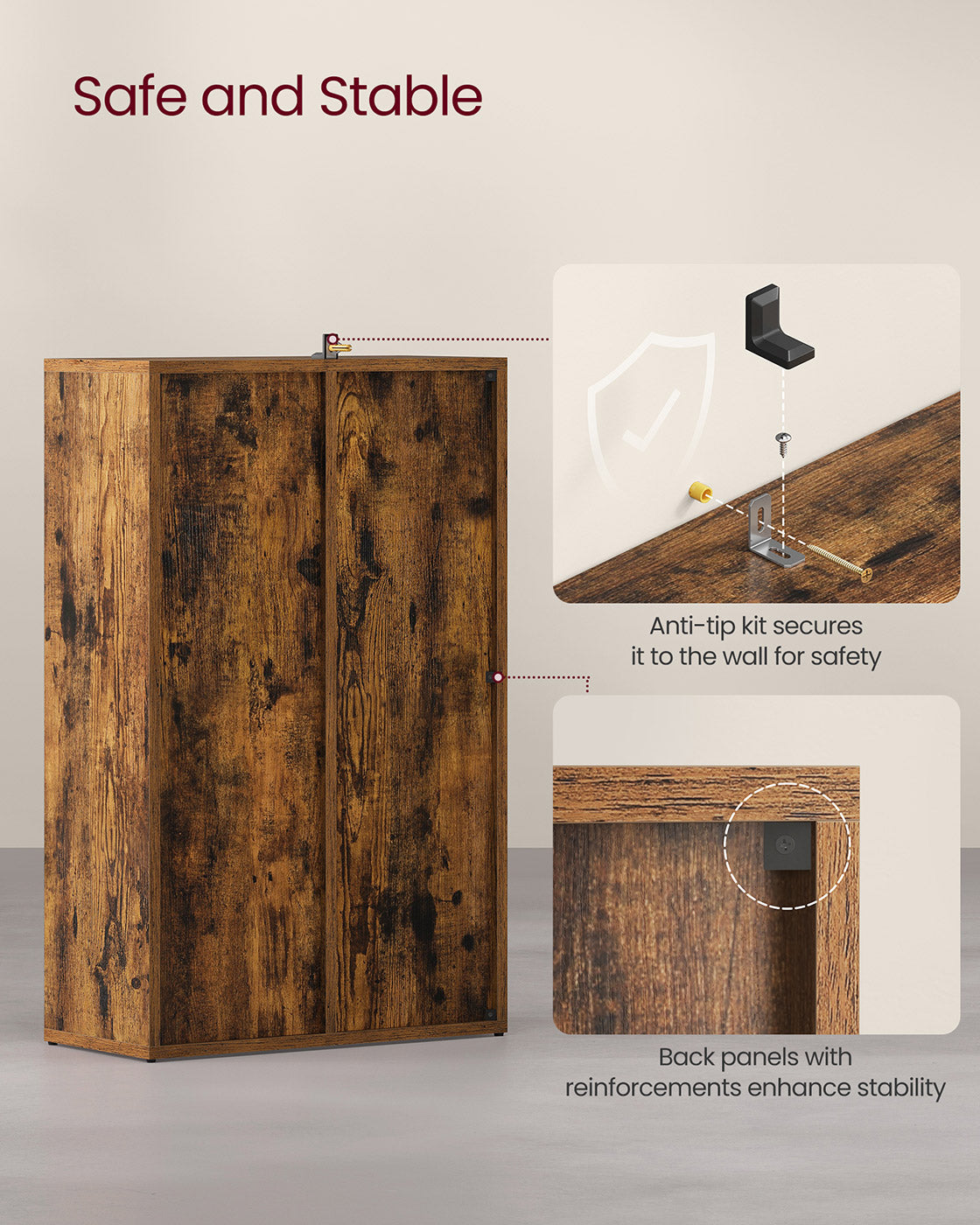 Wooden Bookcase – Oak – 5-Slot Design with Floor Standing Storage