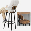 Set of 2 Industrial Bar Stools – Steel – Rustic Brown and Black – Backrests, Heavy-Duty Frame