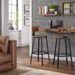 Set of 2 Industrial Bar Stools – Steel – Rustic Brown and Black – Backrests, Heavy-Duty Frame